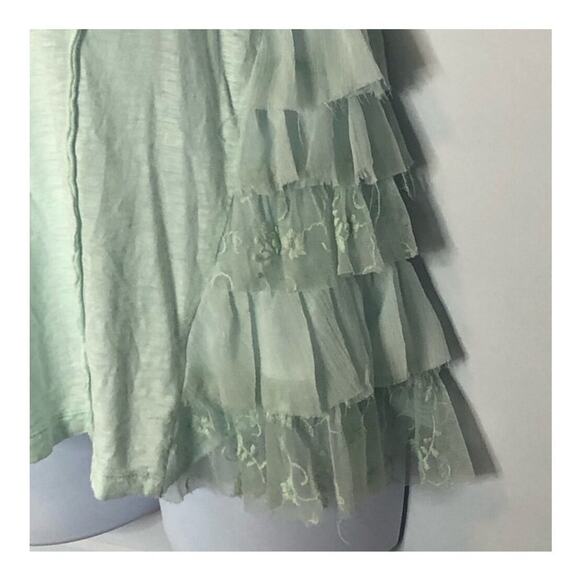 Anthropologie Lilka Mint Green Knit Tank Top Lace Ruffle Trim Small - Picture 8 of 16